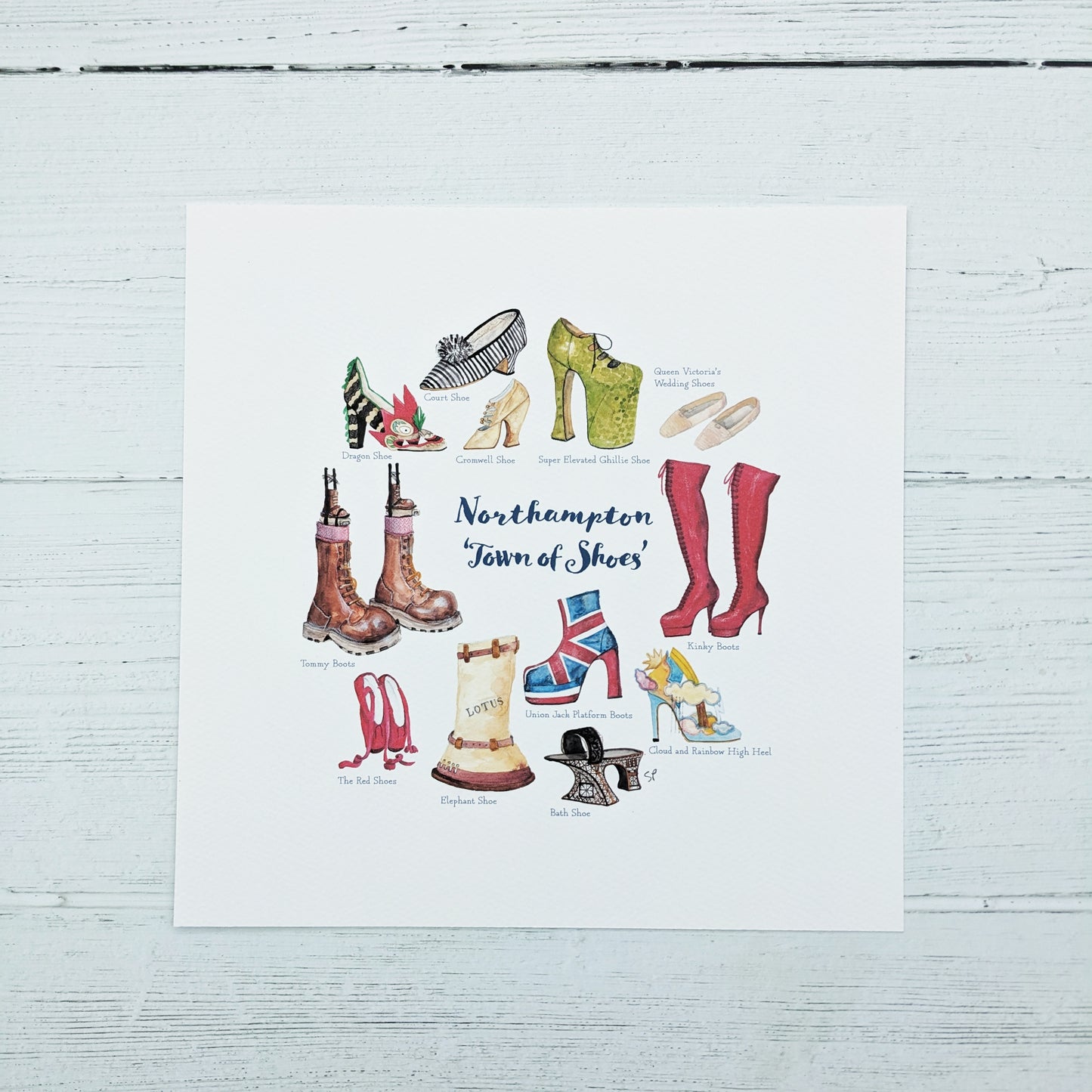 Watercolour Art Print - Northampton Museum- Town of Shoes