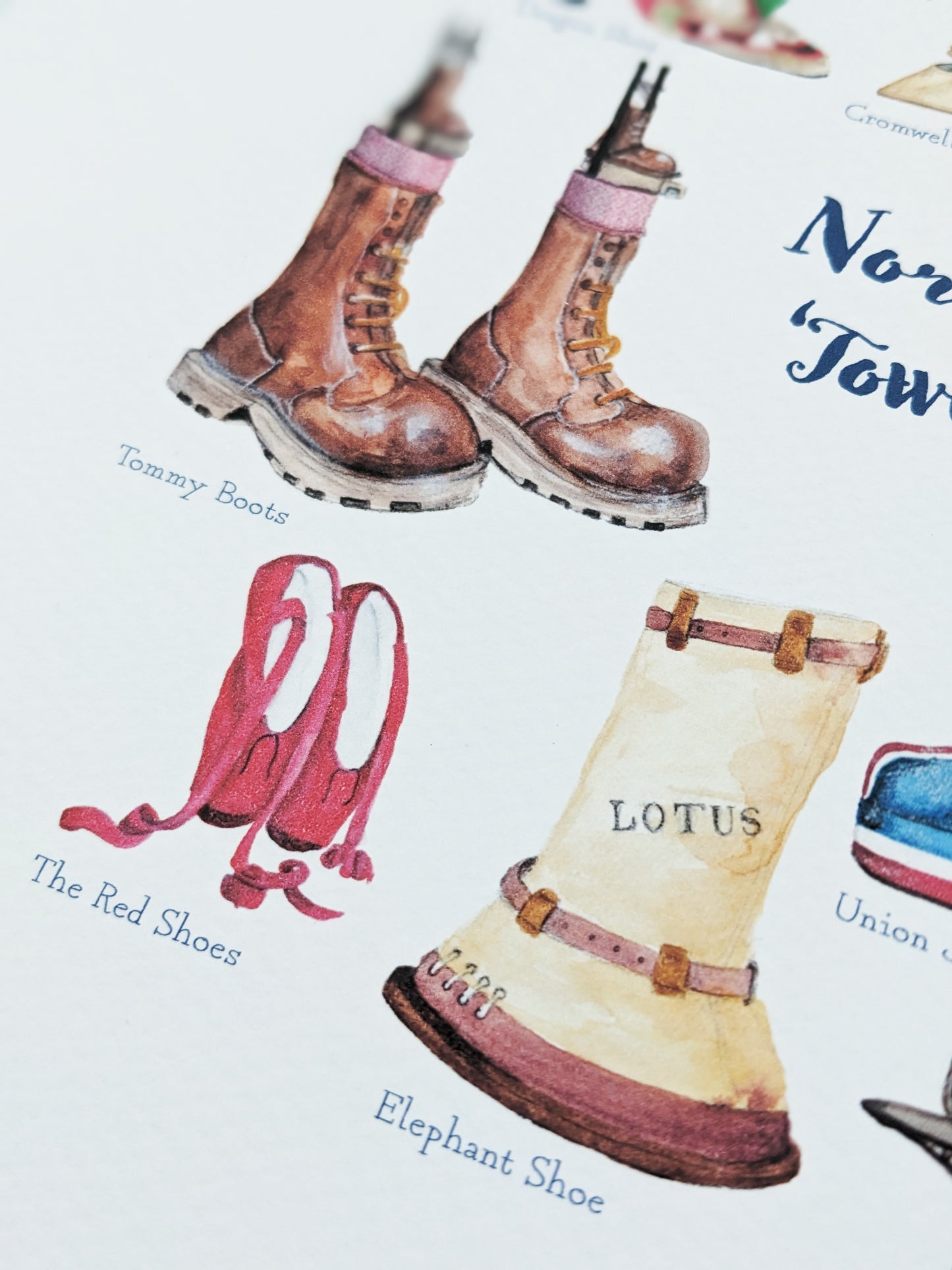 Watercolour Art Print - Northampton Museum- Town of Shoes