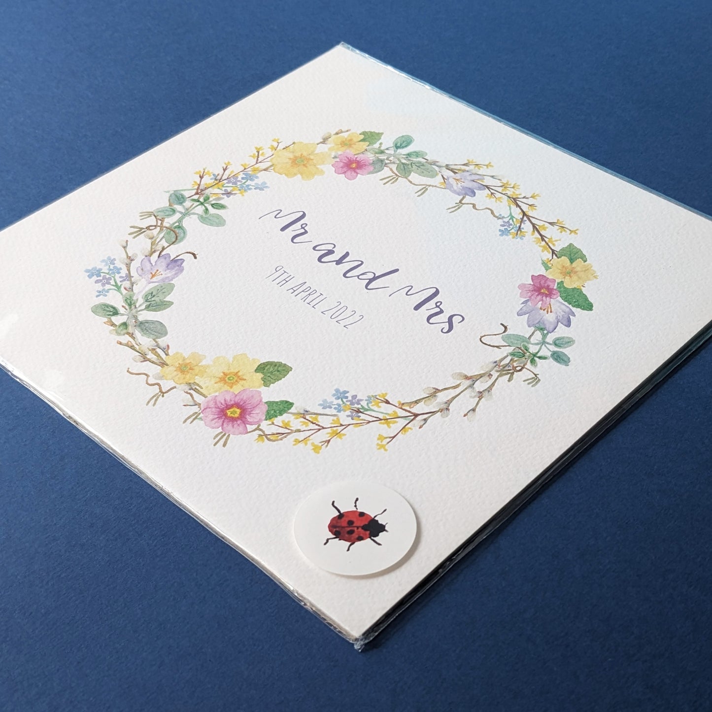 Personalised Spring Floral Wreath Art Print