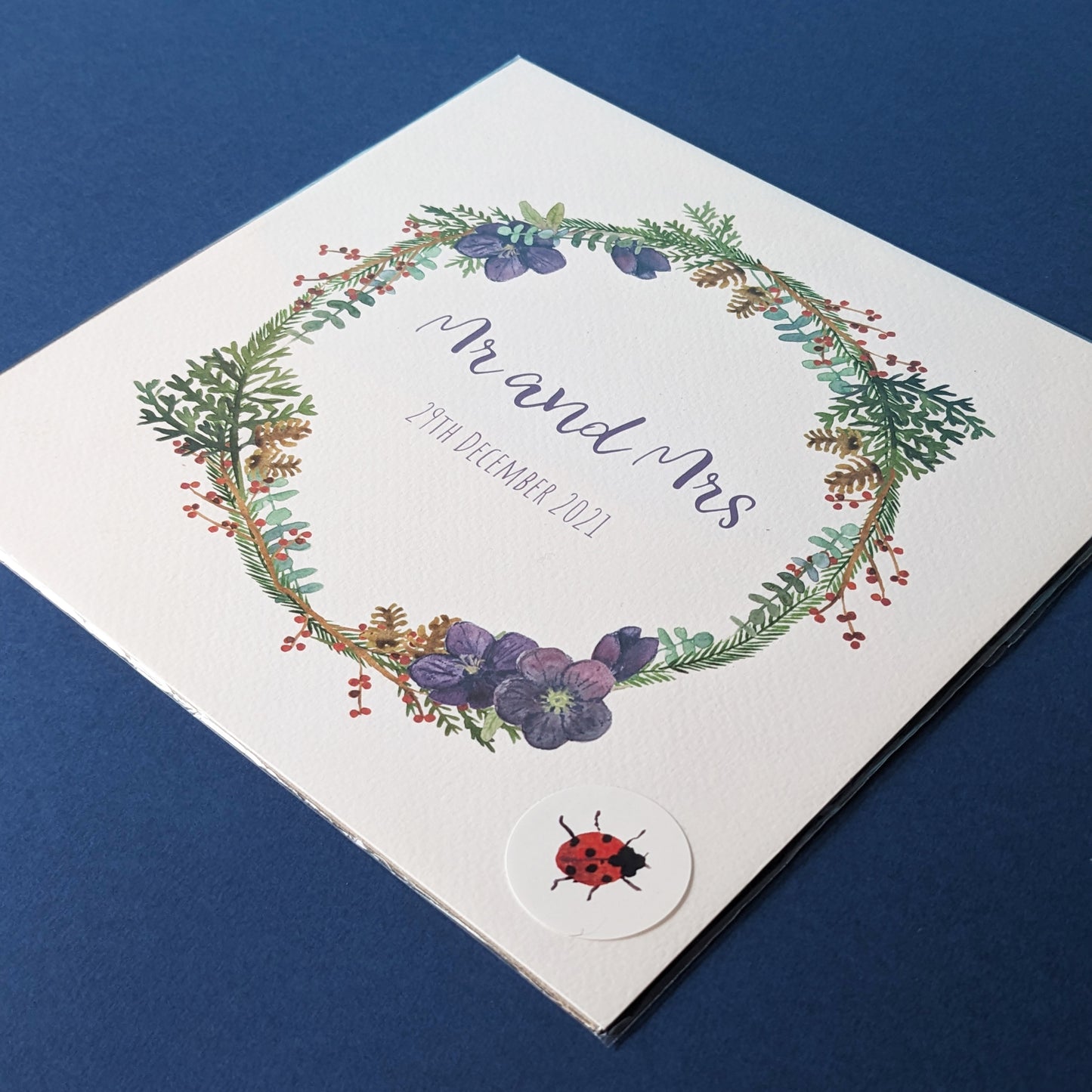 Personalised Winter Floral Wreath Art Print