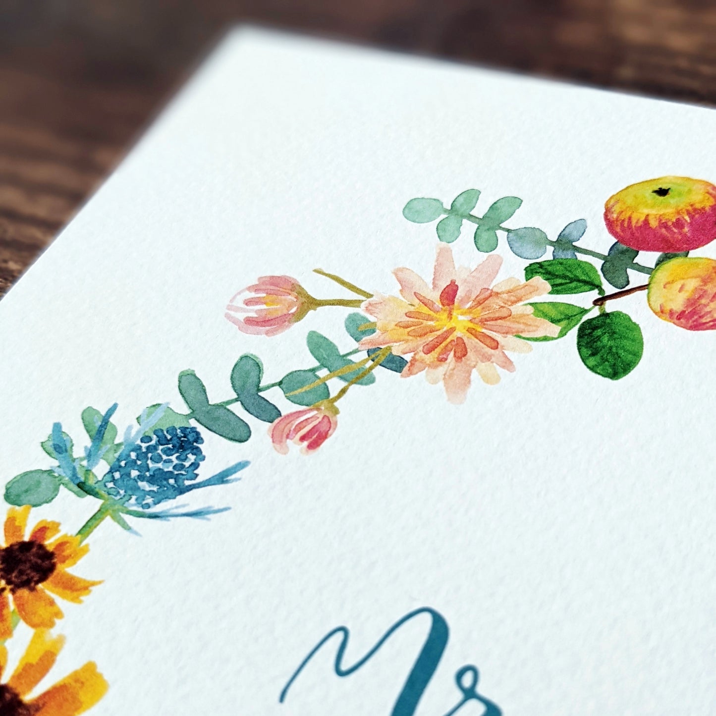 Personalised Autumn Floral Wreath Greetings Card
