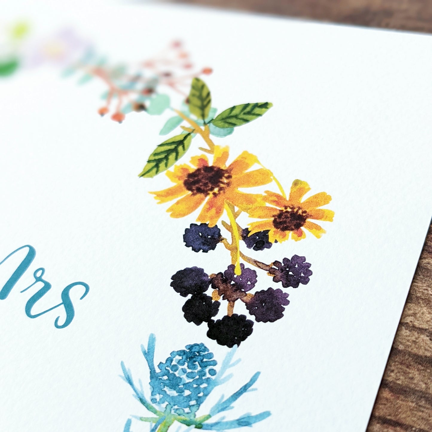 Personalised Autumn Floral Wreath Greetings Card