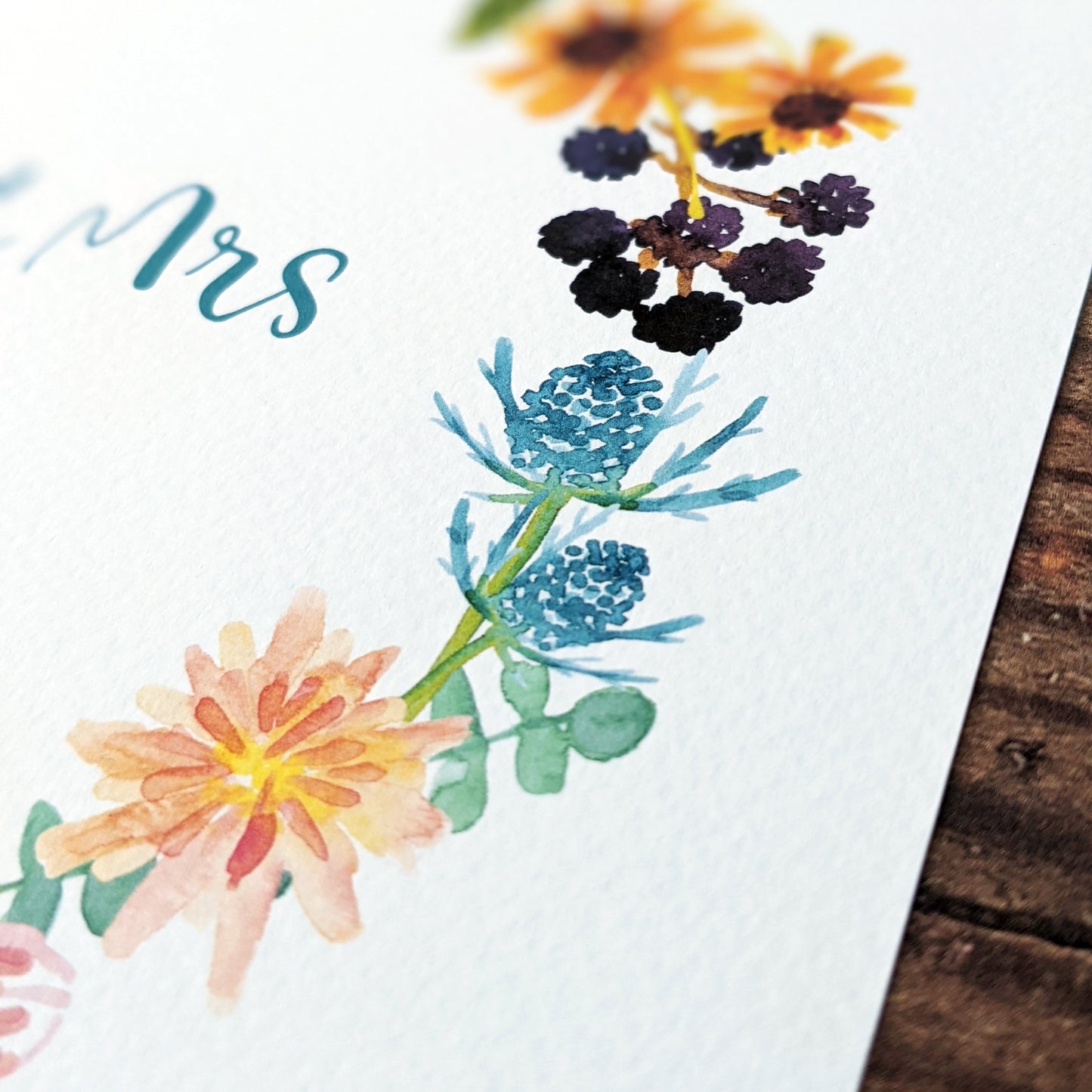 Personalised Autumn Floral Wreath Greetings Card