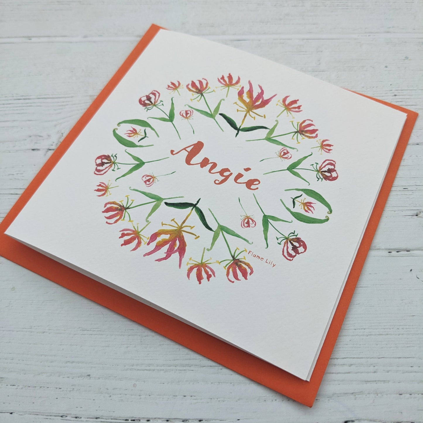 Personalised Greetings Card - Flame Lily