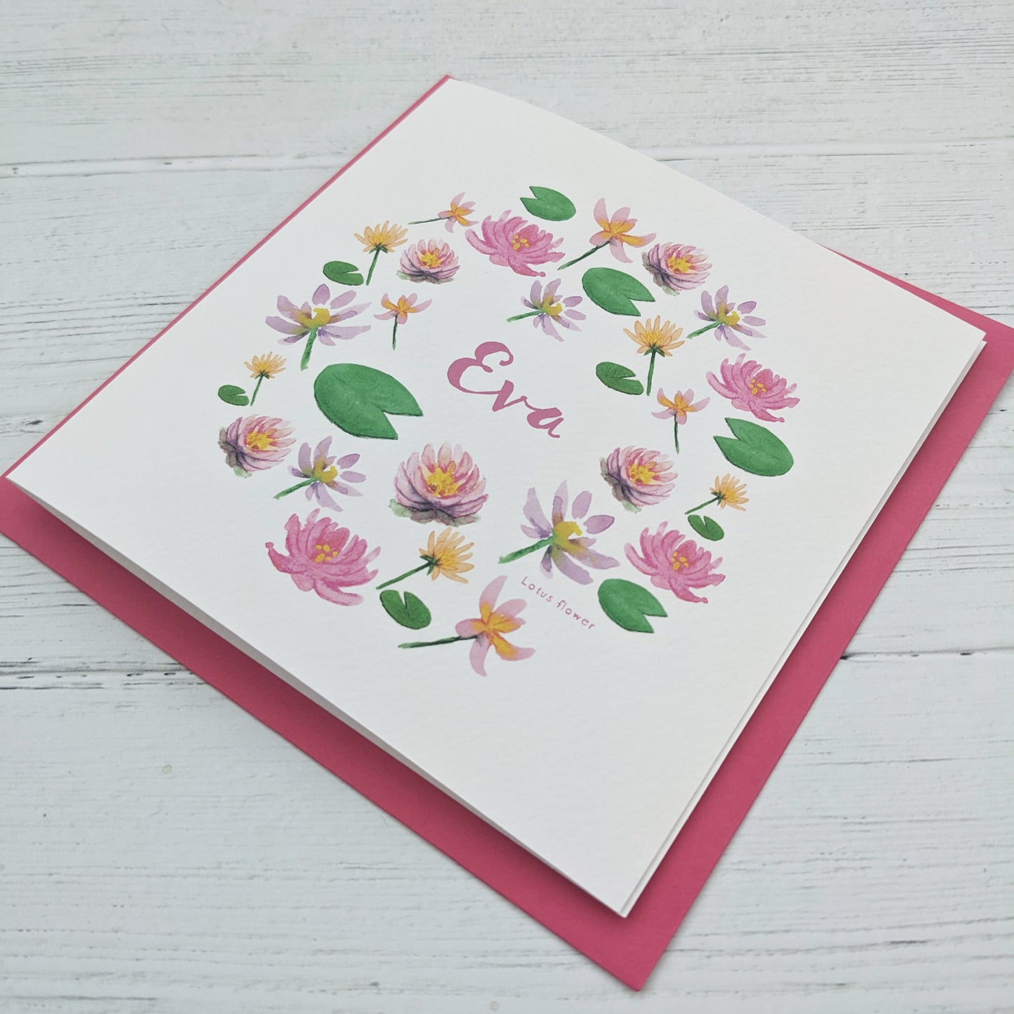 Personalised Greetings Card - Lotus flower