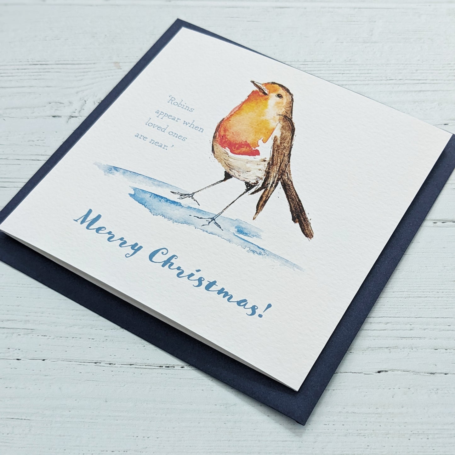 Christmas card - Robins appear - Square
