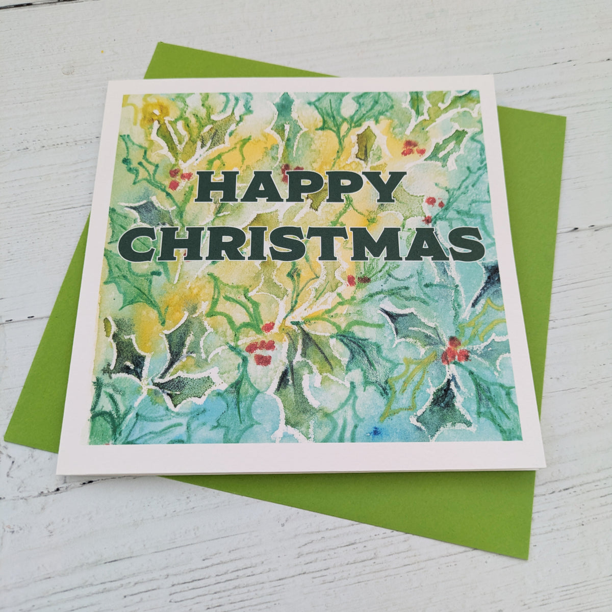 Christmas card - Holly - Square