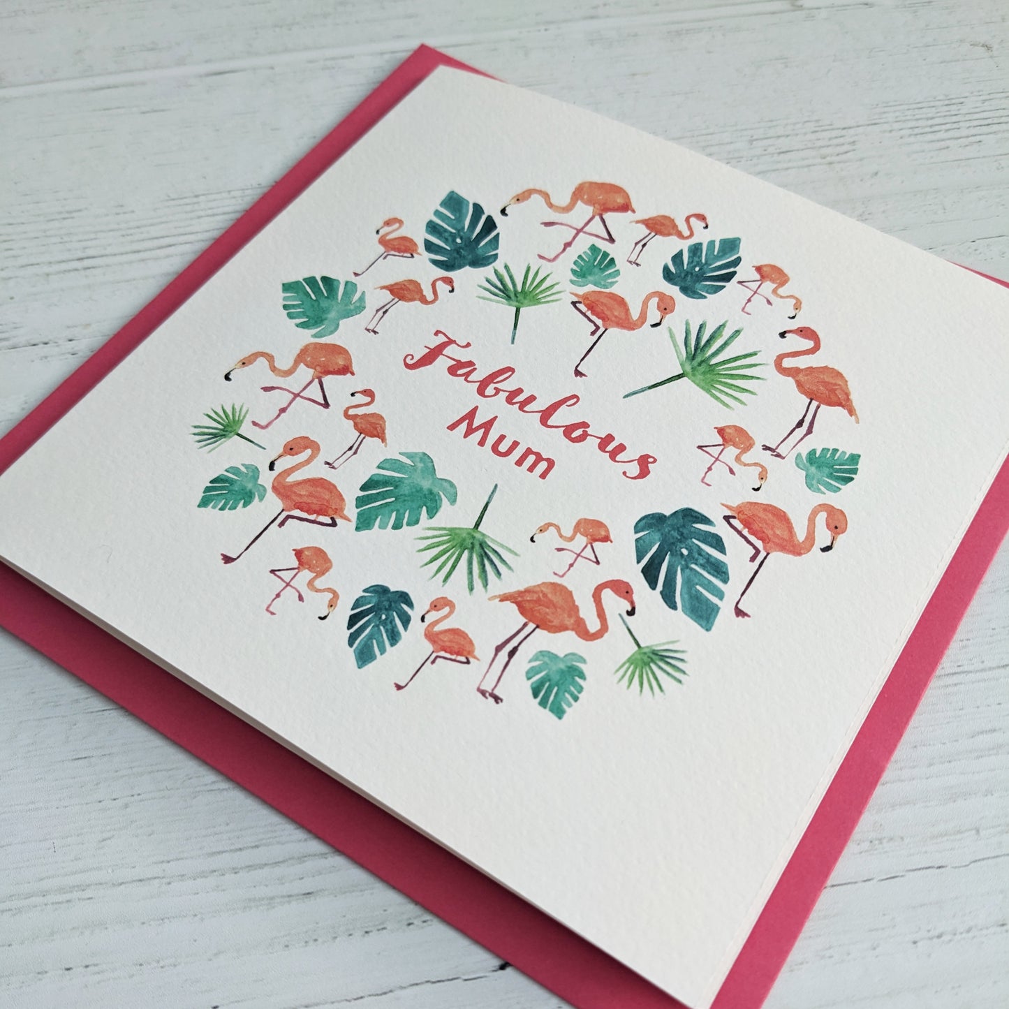 Square Greetings Card - Fancy Flamingos - Fabulous Mum