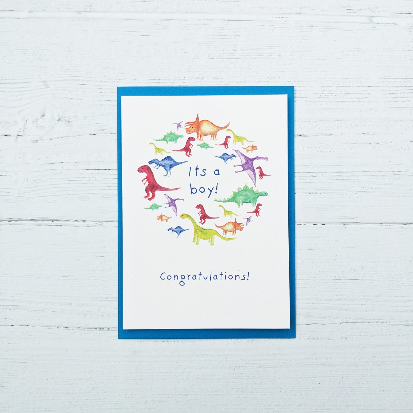 Greetings card - New baby - Its a boy - Dazzling Dinosaurs