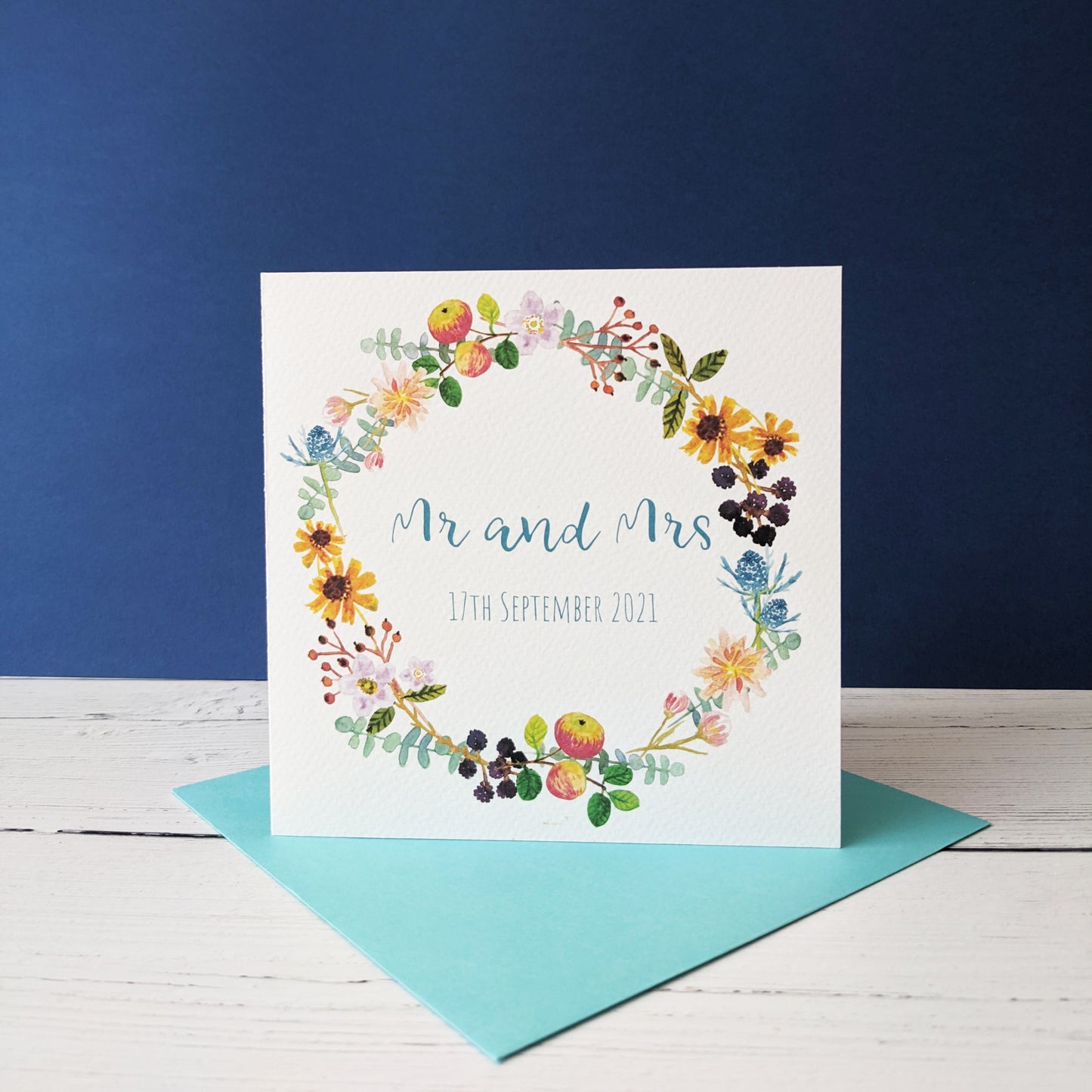 Greetings Card - Autumn Wreath - Happy Anniversary