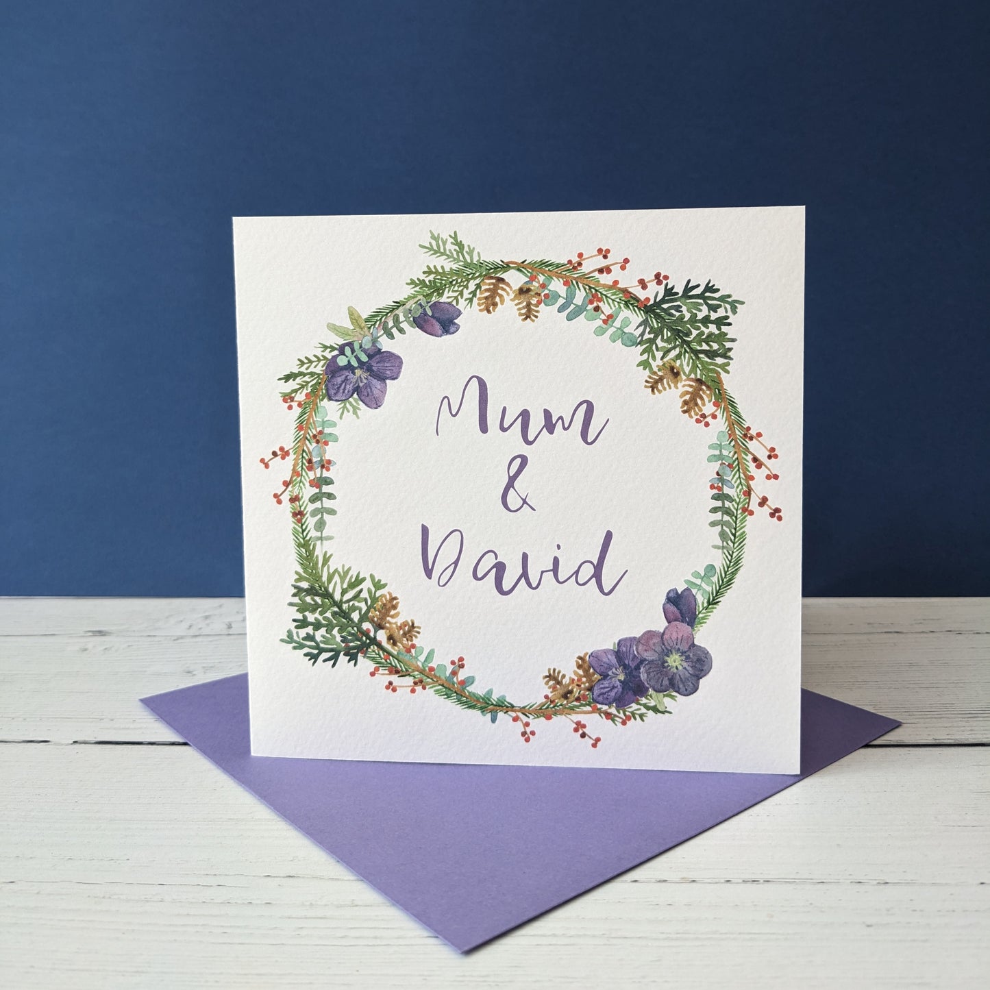 Personalised Winter Floral Wreath Art Print