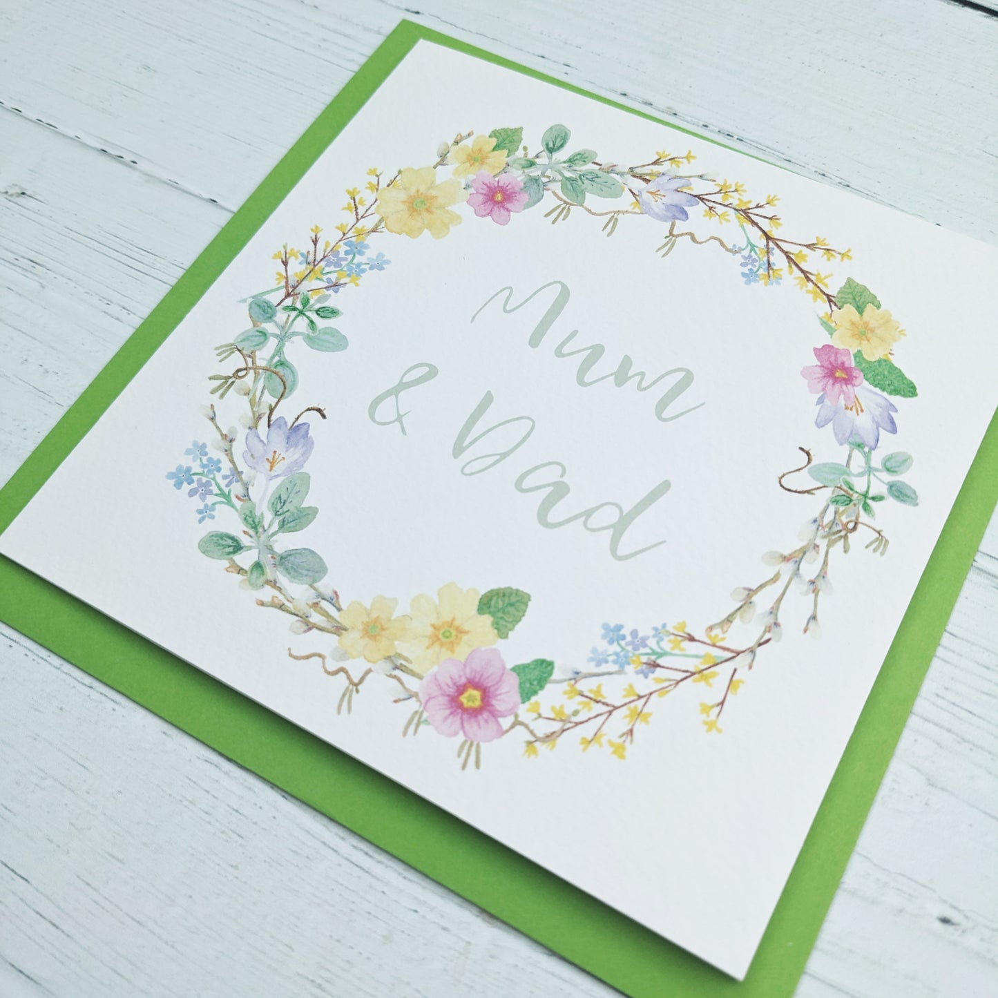 Personalised Spring Floral Wreath Greetings Card
