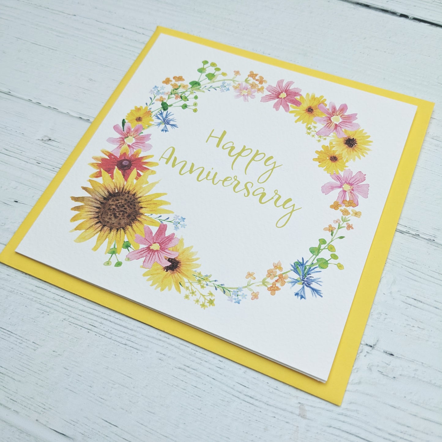 Personalised Summer Floral Wreath Greetings Card