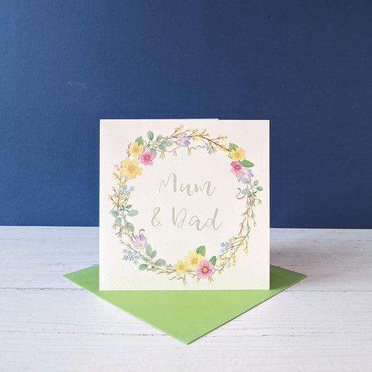 Personalised Spring Floral Wreath Greetings Card