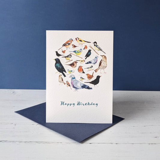 Greetings card - Garden Birds - Happy Birthday