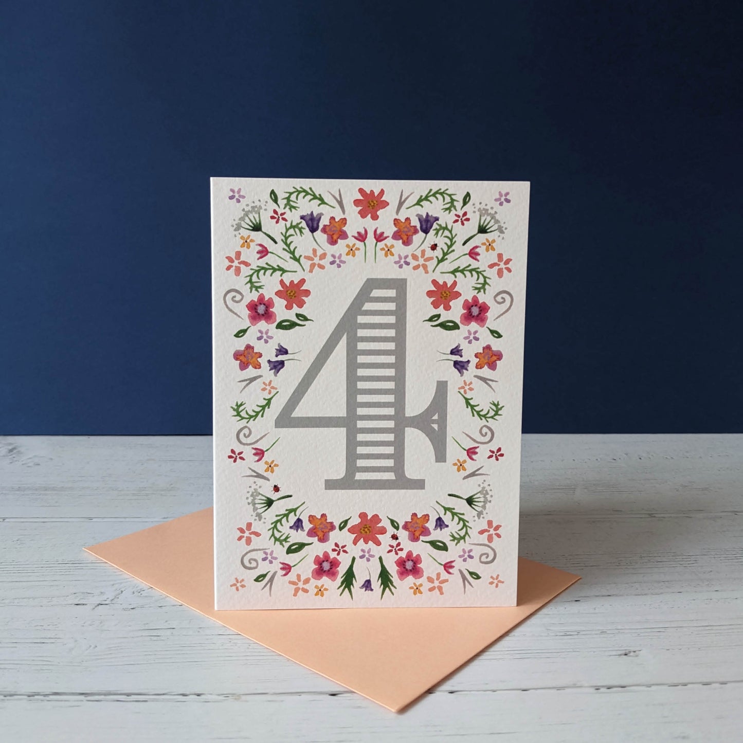 Greetings card - Milestone Floral '4'