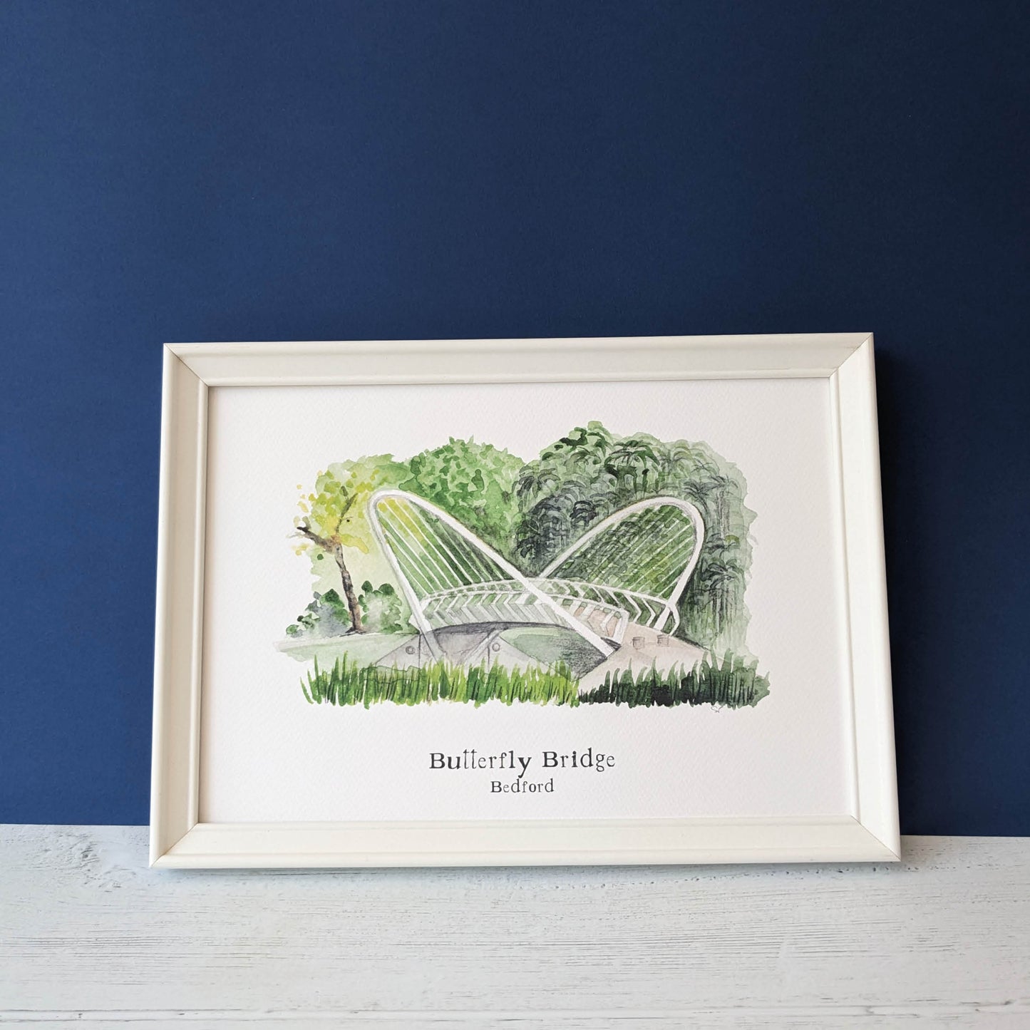 Watercolour Art Print - A Local Collection - Butterfly Bridge, Bedford