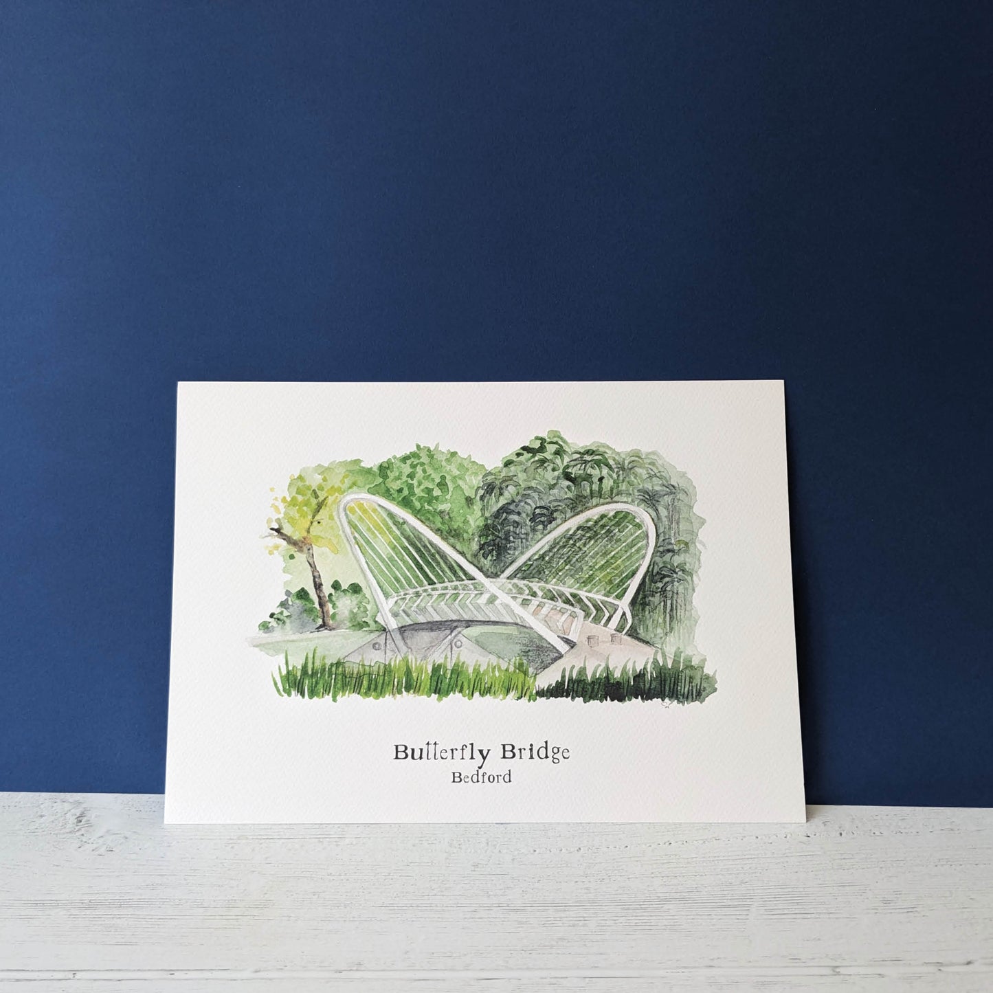 Watercolour Art Print - A Local Collection - Butterfly Bridge, Bedford