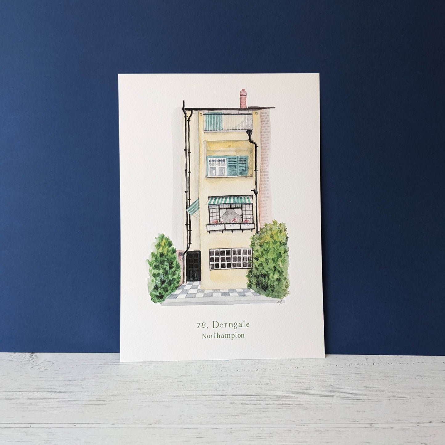 Local Watercolour Print - 78 Derngate, Rear garden, Northampton