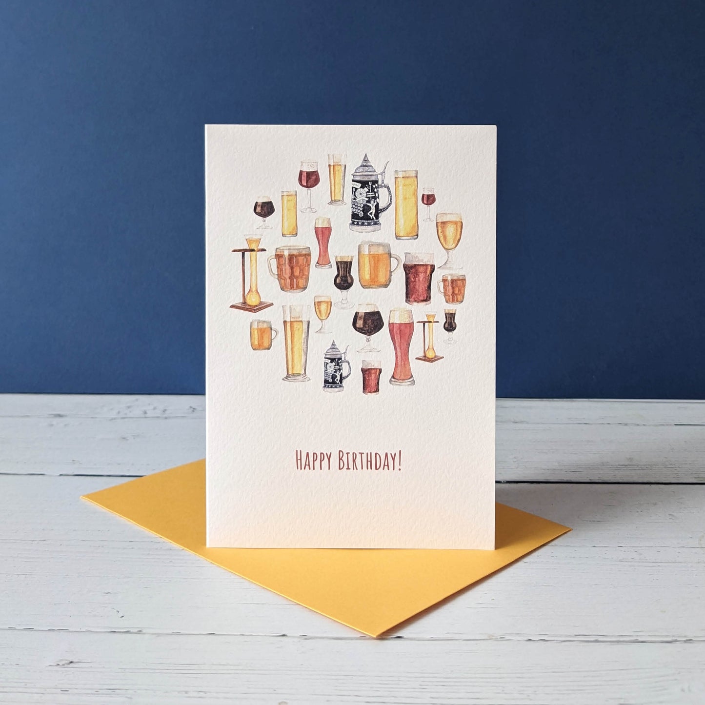 Square Greetings Card - Beer Glasses - Dad