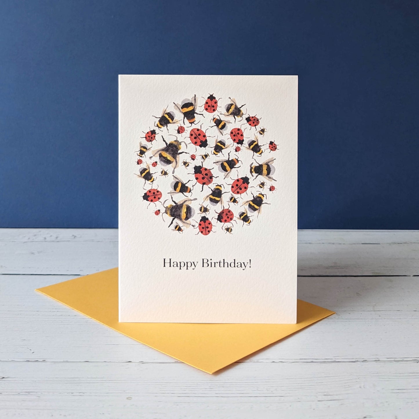 Greetings card - Bees & Ladybirds - Happy Birthday