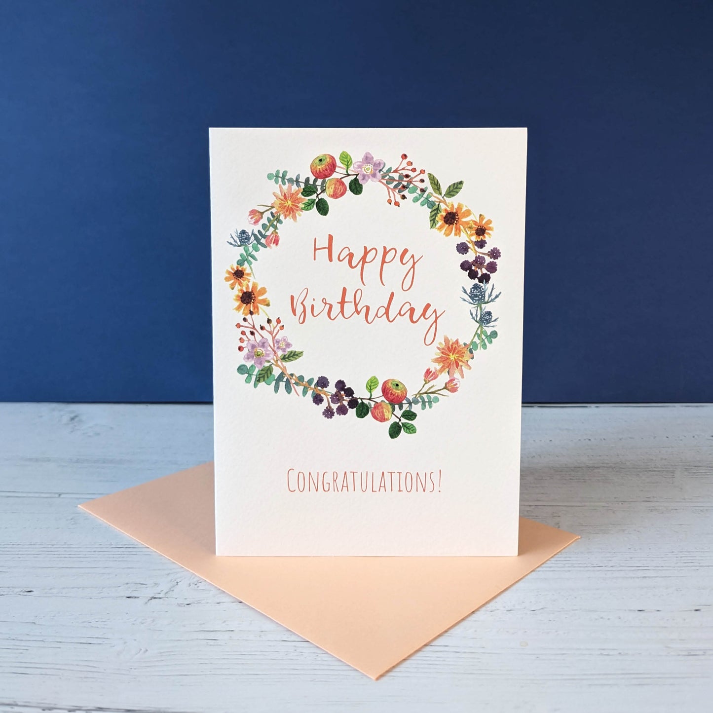 Greetings card - Autumn Wreath - Happy Birthday