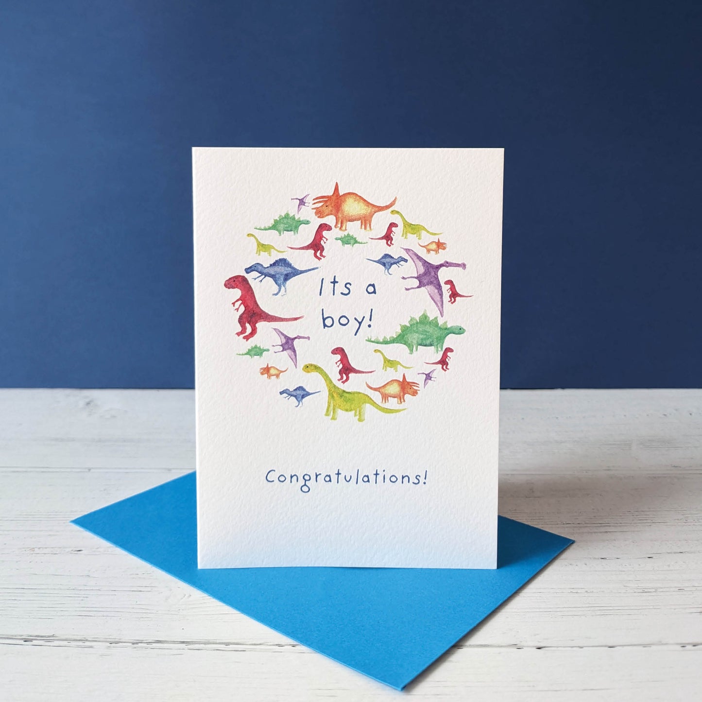 Greetings card - New baby - Its a boy - Dazzling Dinosaurs