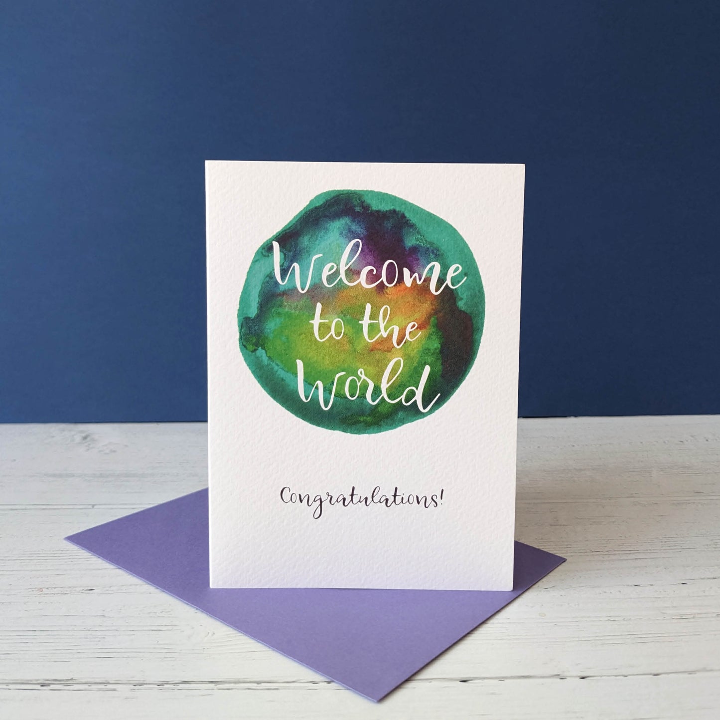 Greetings card - New baby - Welcome to the World - Green