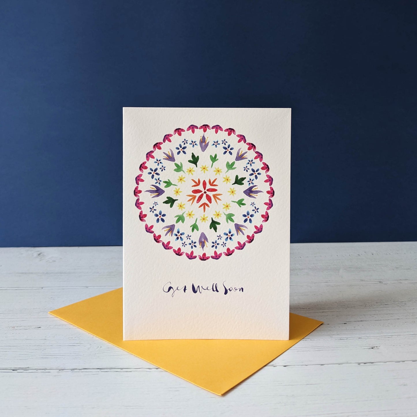Greetings card - Get Well Soon - Rainbow flowers