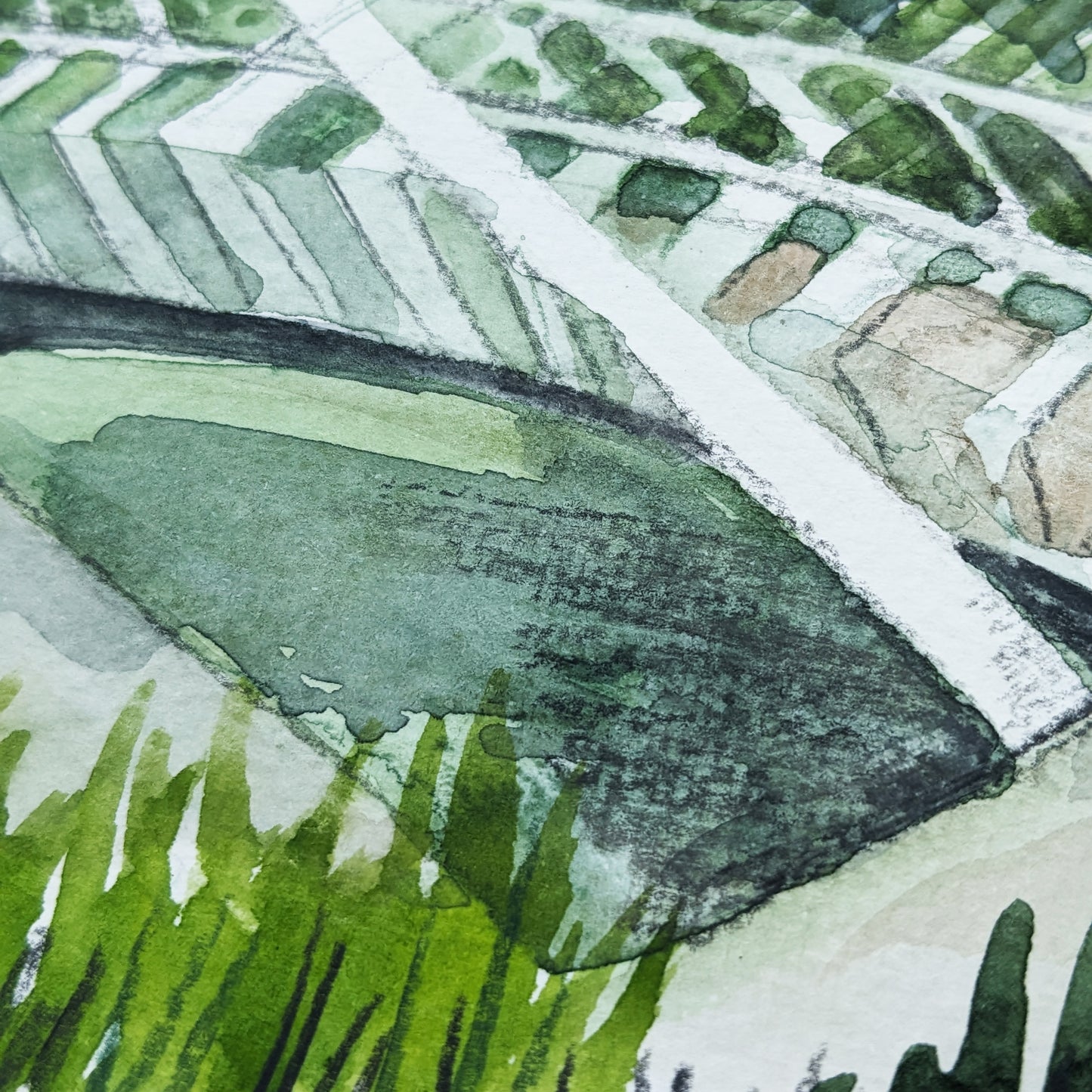 Watercolour Art Print - A Local Collection - Butterfly Bridge, Bedford
