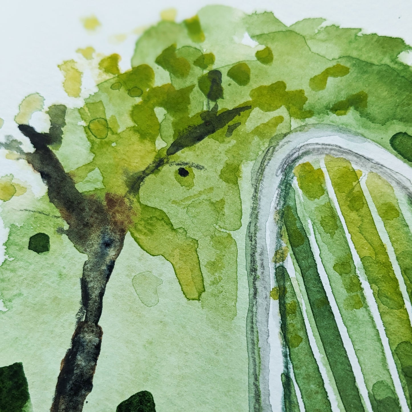 Watercolour Art Print - A Local Collection - Butterfly Bridge, Bedford
