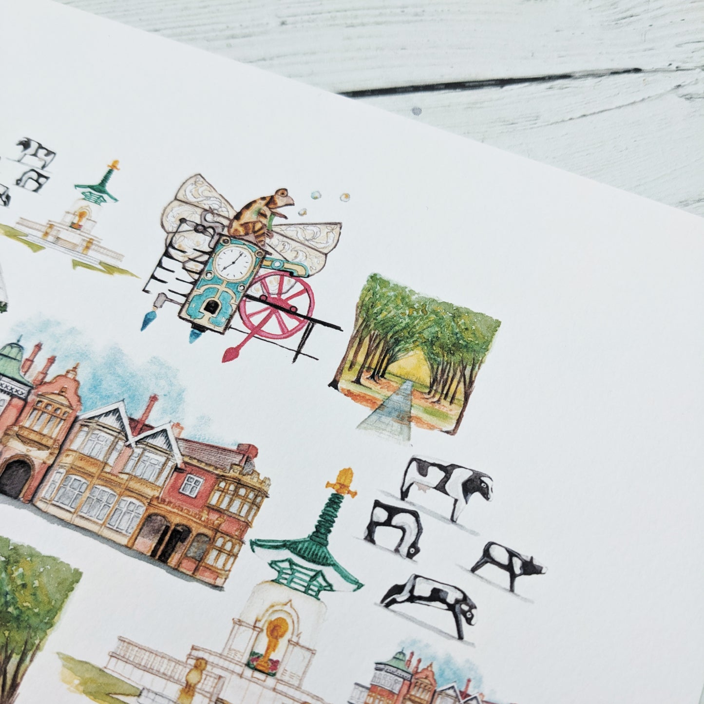 Watercolour Art Print - A Local Collection - Milton Keynes