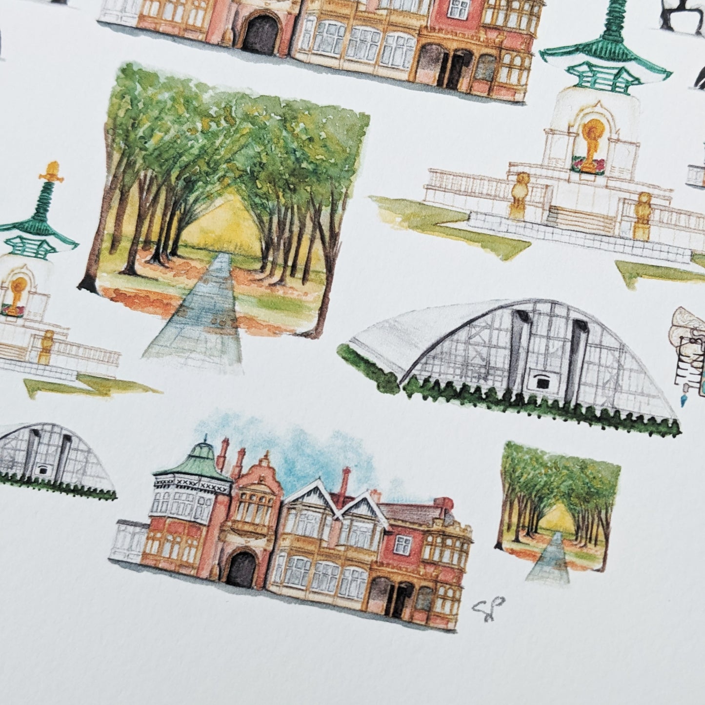 Watercolour Art Print - A Local Collection - Milton Keynes