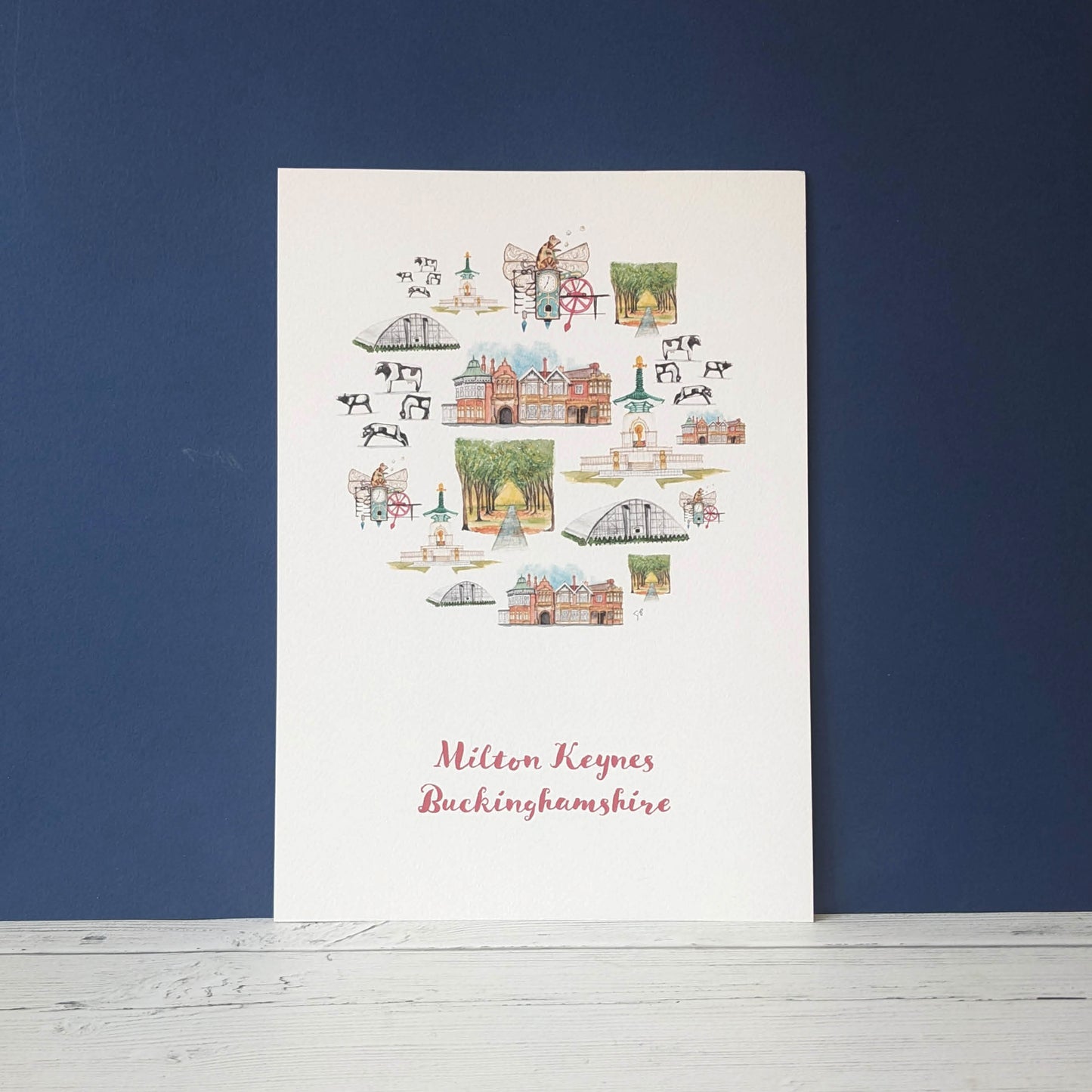 Watercolour Art Print - A Local Collection - Milton Keynes