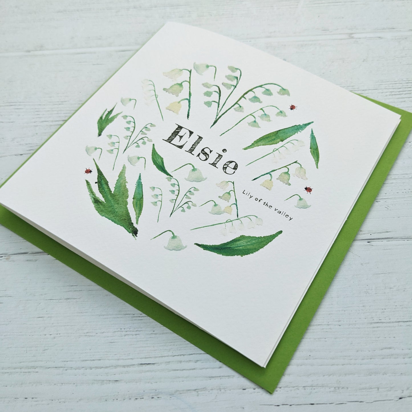 Personalised Greetings Card - Lily of the Valley - May birth flower
