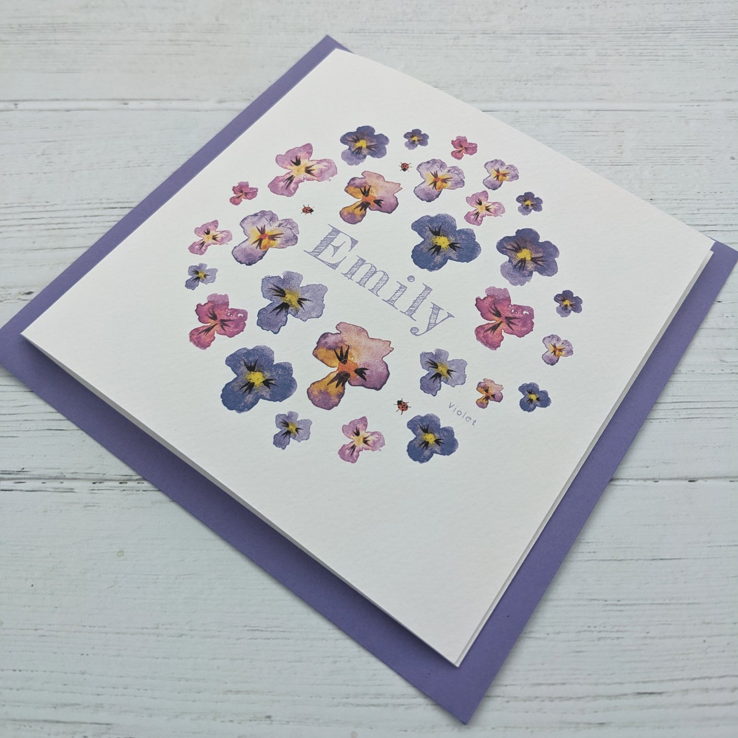 Personalised Greetings Card - Violet - February birth flower