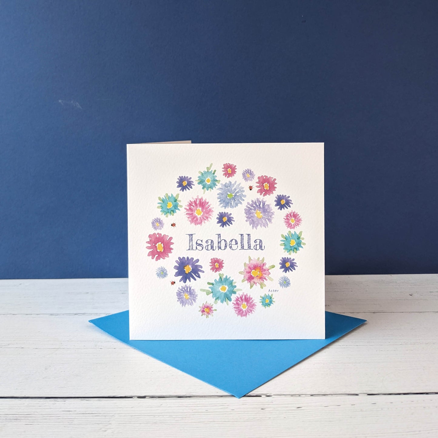 Personalised Greetings Card - Aster - September birth flower