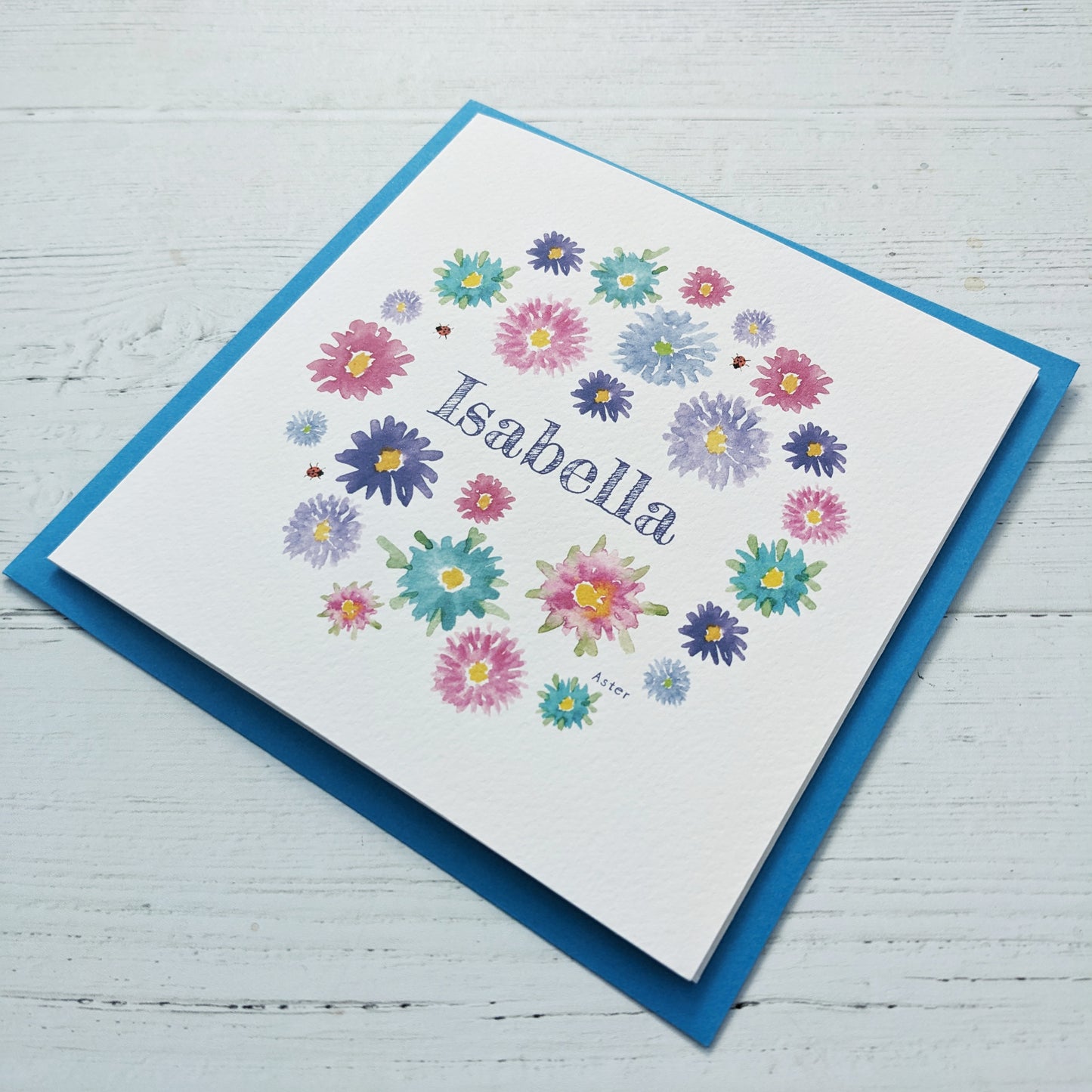 Personalised Greetings Card - Aster - September birth flower