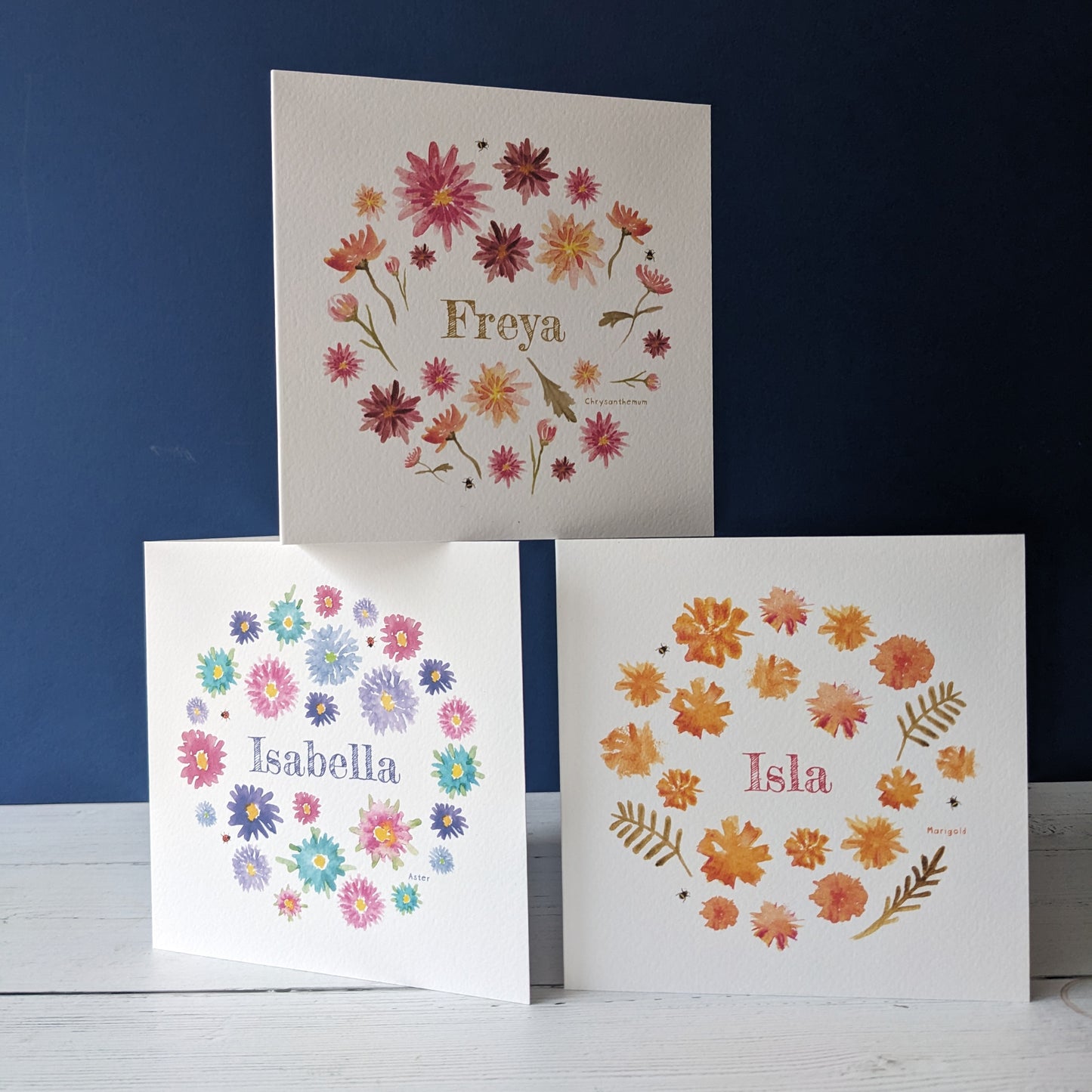 Personalised Greetings Card - Marigold - October birth flower