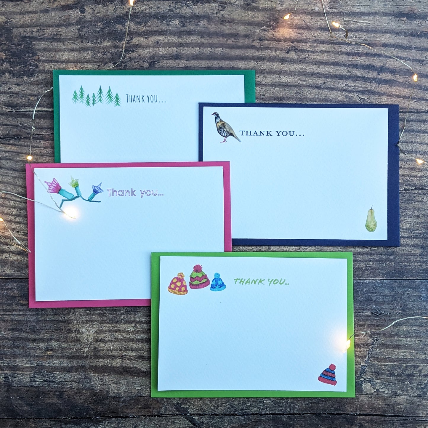 Christmas Thank You Cards - Christmas Trees - Pack of 6