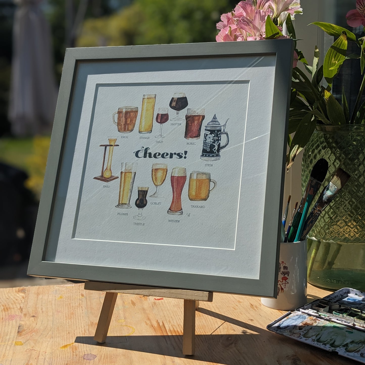 Square Greetings Card - Beer Glasses