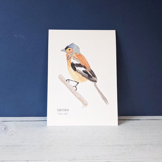 Watercolour Art Print - Garden Birds- Chaffinch - A5