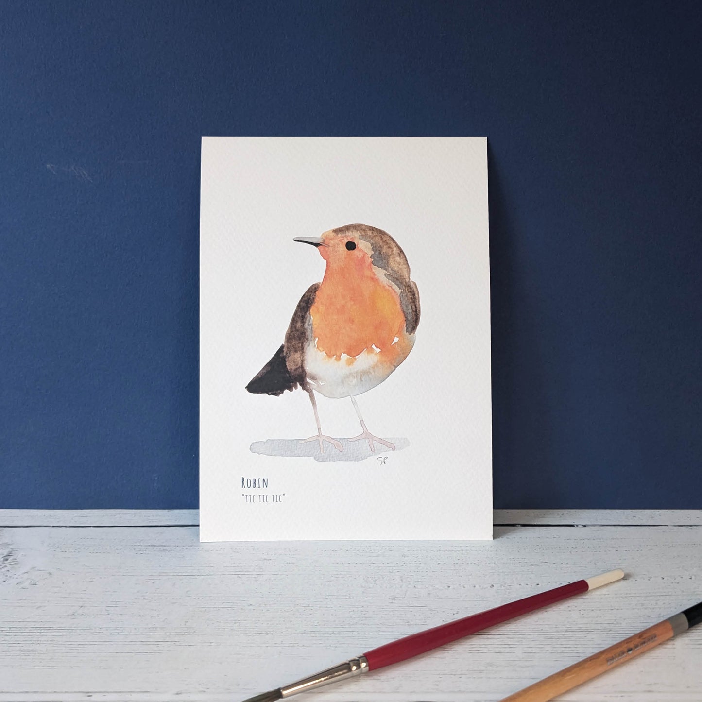 Watercolour Art Print - Garden Birds- Robin - A5