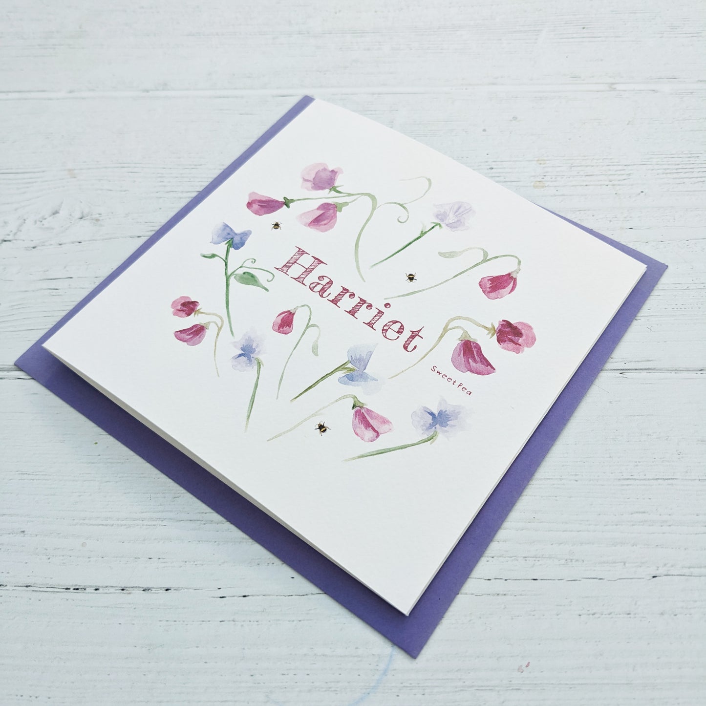 Personalised Greetings Card - Sweet Pea - April birth flower