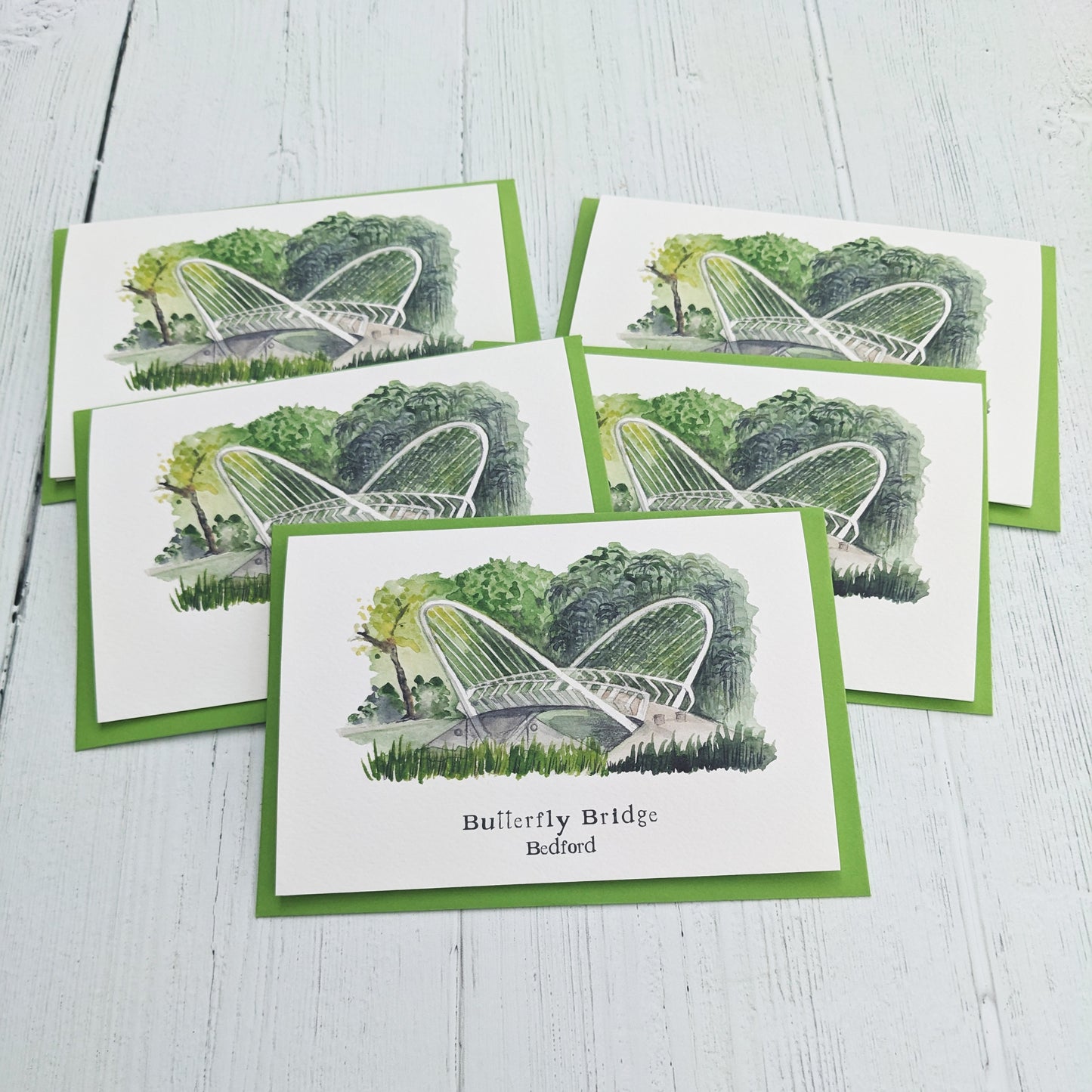 Greetings card - A Local Collection - Butterfly Bridge, Bedford Pack of 5