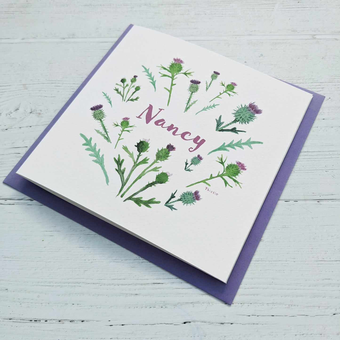 Personalised Greetings Card - Thistle