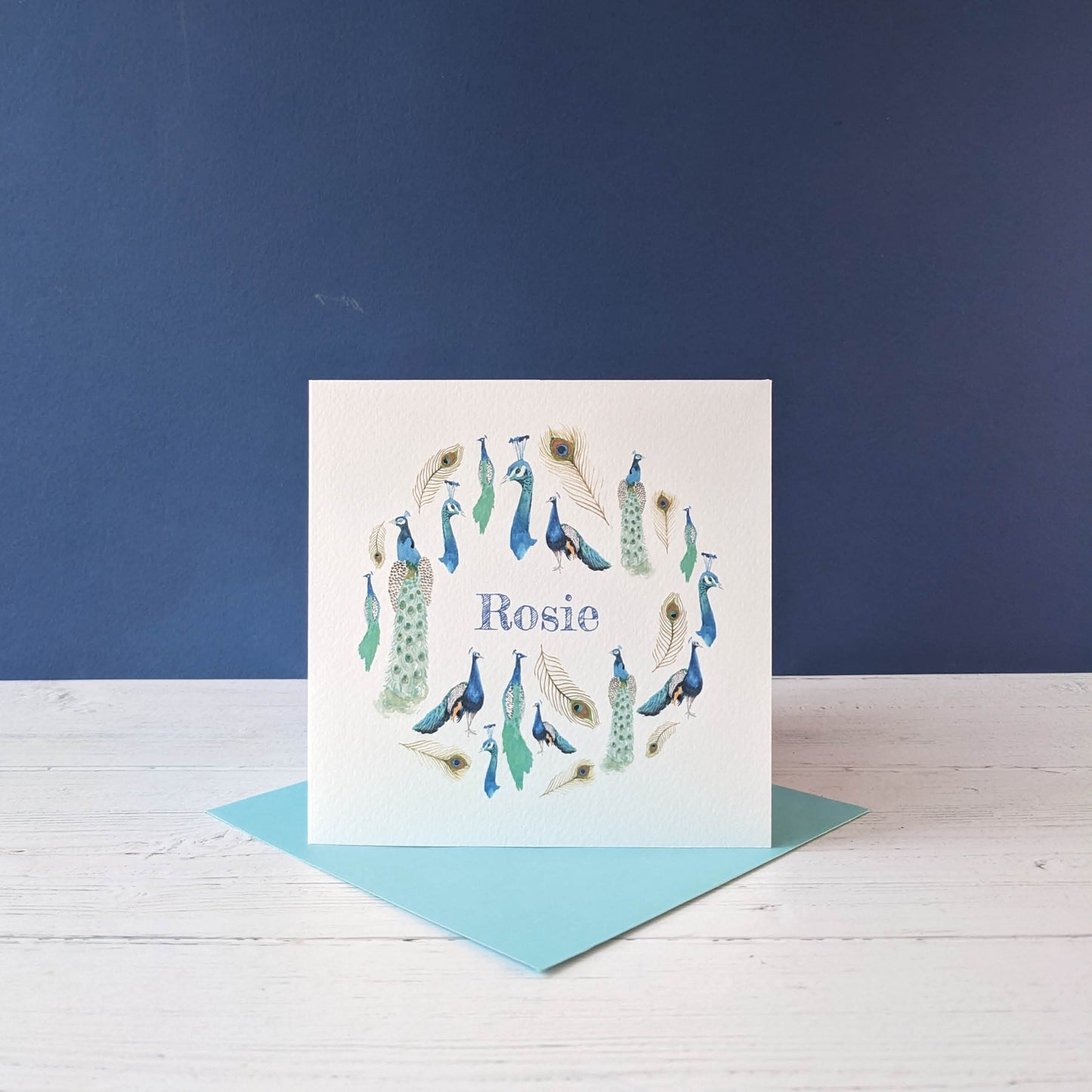 Personalised Greetings Card - Peacock