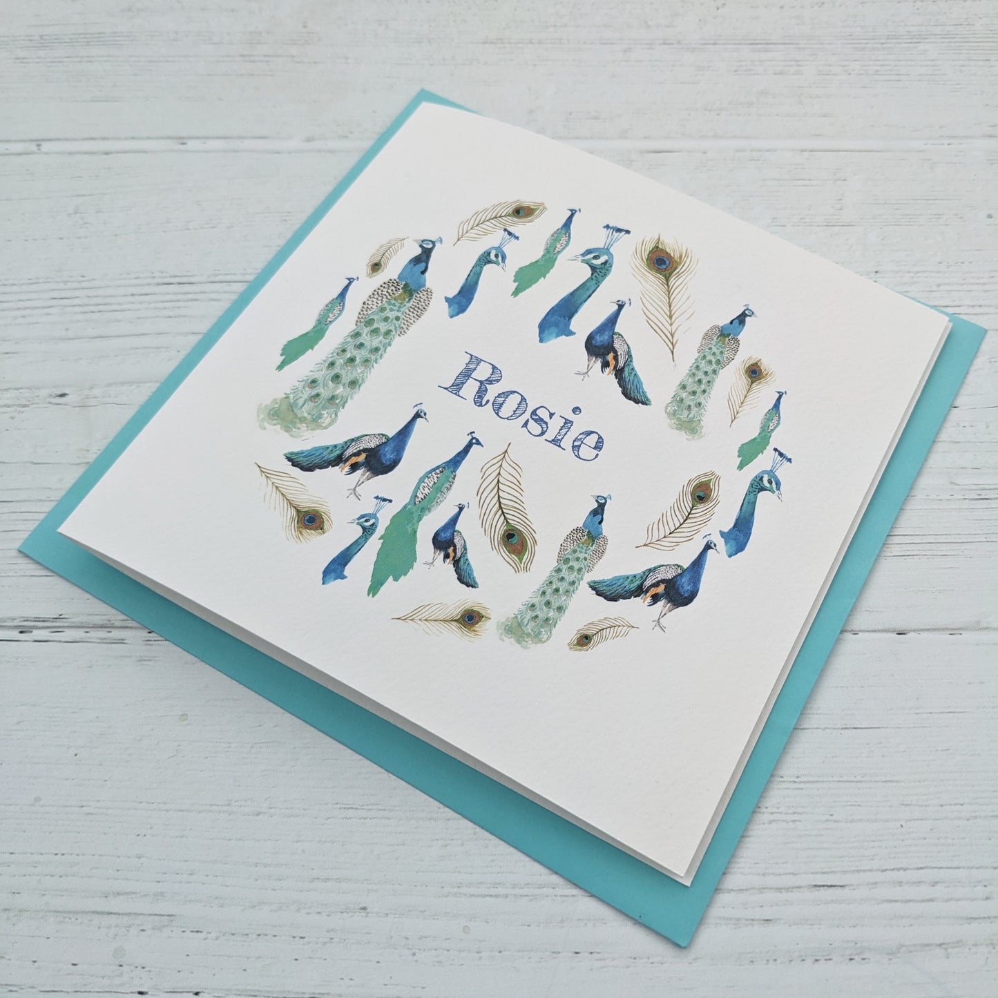 Personalised Greetings Card - Peacock