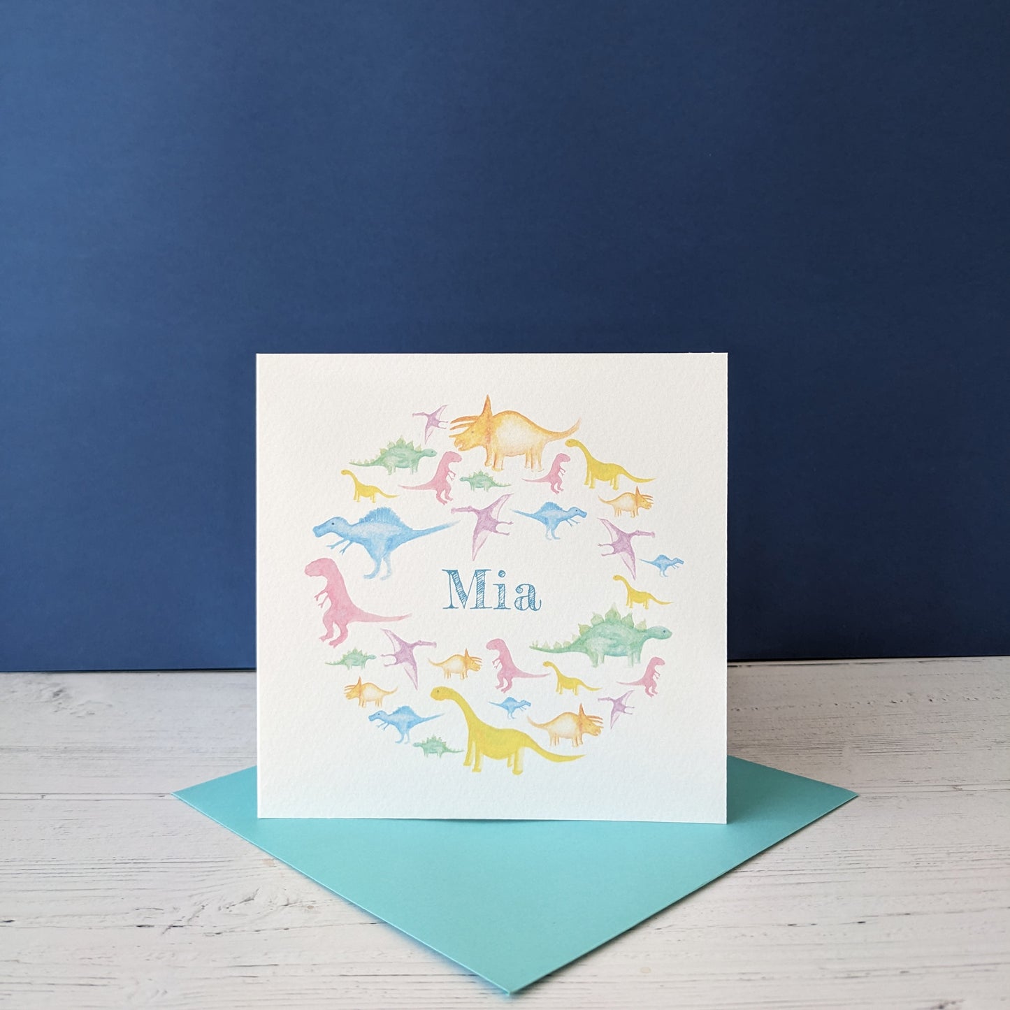 Personalised Greetings card - Dazzling Dinosaurs Pastel