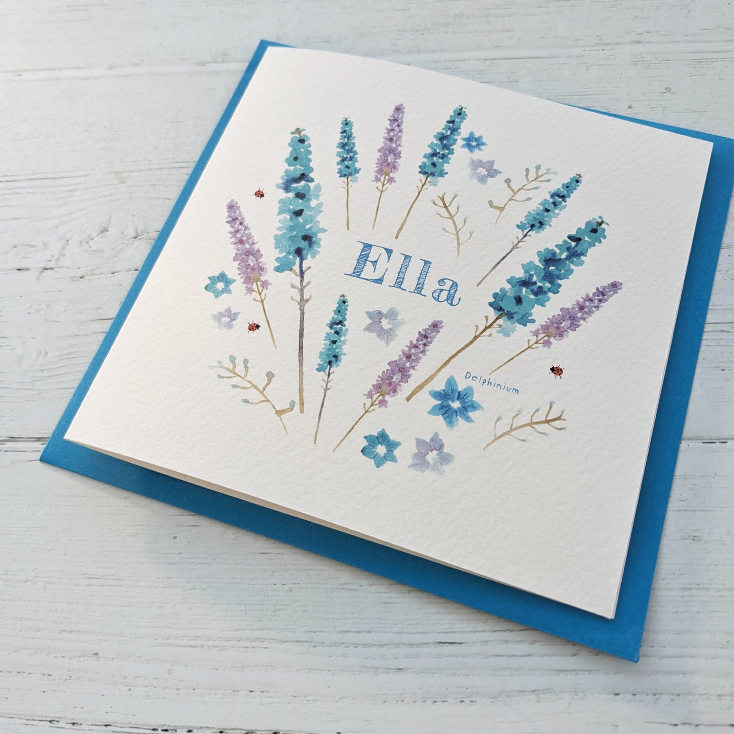 Greetings card - Delphinium - July birth flower